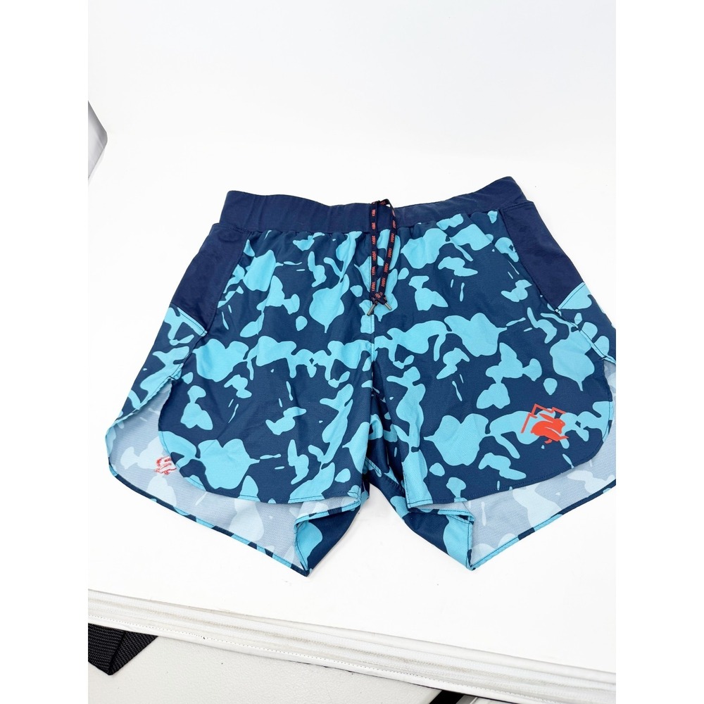 Rabbit Dirt Pounders Trail Running Shorts Pull On Drawstring Blue Camo Small